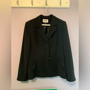 Vintage Kasper Blazer and Skirt Suit Set with Leather Details size 6